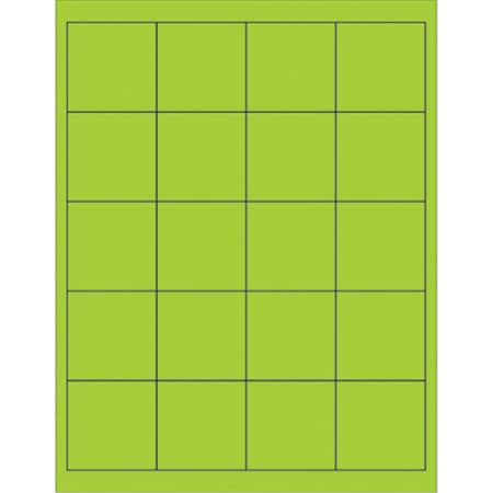 Officespace 2 x 2 in. Fluorescent Green Rectangle Laser Labels, 2000PK OF2823539
